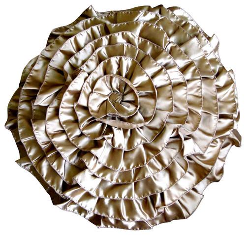 Satin Ruffles - Satin Peach Decorative Round Cushion Cover