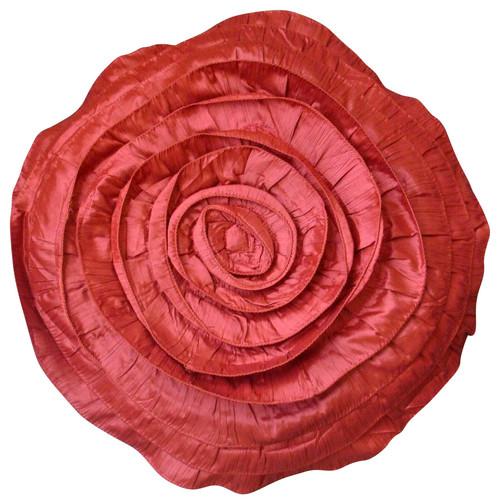 Satin Ruffles - Satin Peach Decorative Round Cushion Cover
