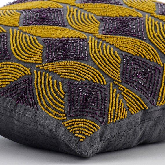 Moroccan Nights - Gray Art Silk Decorative Euro Sham