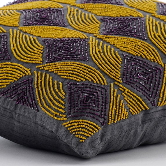 Moroccan Nights Gray Silk Throw Pillow Cover