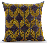 Moroccan Blue - Blue Art Silk Throw Pillow Cover