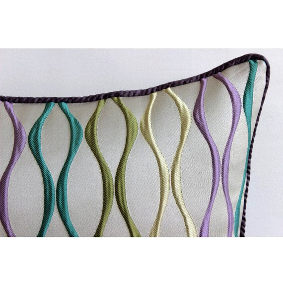 Multicolor Waves - Multicolor Jacquard Weave Throw Pillow Cover