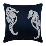 Navy Blue Sea Horse Pillow Cover