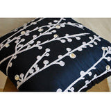 Navy Blue Willow - Navy Blue Art Silk Decorative Euro Sham