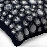 Navy Night Diamonds - Navy Blue Silk Throw Pillow Cover