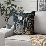 Night Owls - Black Art Silk Decorative Throw Cushion Cover