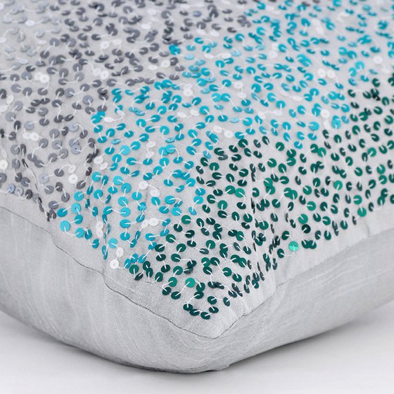 Northern Lights Beaded Throw Pillow Cover