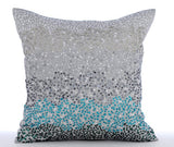 Frozen Sparkles - Blue Art Silk Throw Pillow Cover