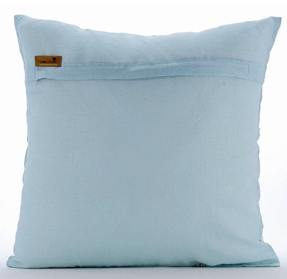 Open To The Sky - Light Blue Cotton Linen Throw Pillow Cover