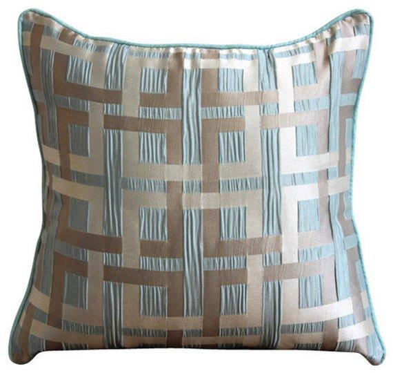 Opulence - Teal Blue Jacquard Weave Decorative Euro Sham