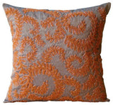 Orange Whirlwind - Two Tone Orange Purple Art Silk Decorative Euro Sham