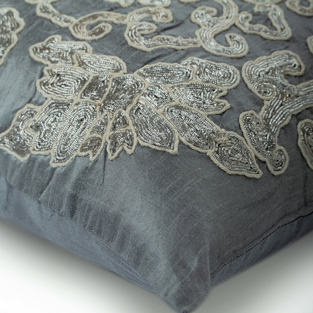 Ottomon Dome - Gray Art Silk Decorative Euro Sham