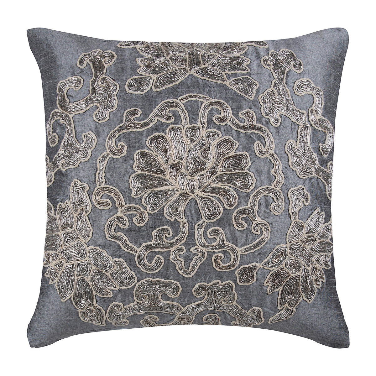Ottomon Dome - Gray Art Silk Decorative Euro Sham