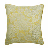 Paisley Yellow Scents - Yellow Jacquard Silk Decorative Euro Sham