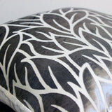 Paloma Gray Leaves - Paloma Gray Burnout Velvet Throw Pillow Cover