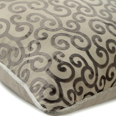 Paloma Gray Scrolls - Gray Burnout Velvet Throw Pillow Cover