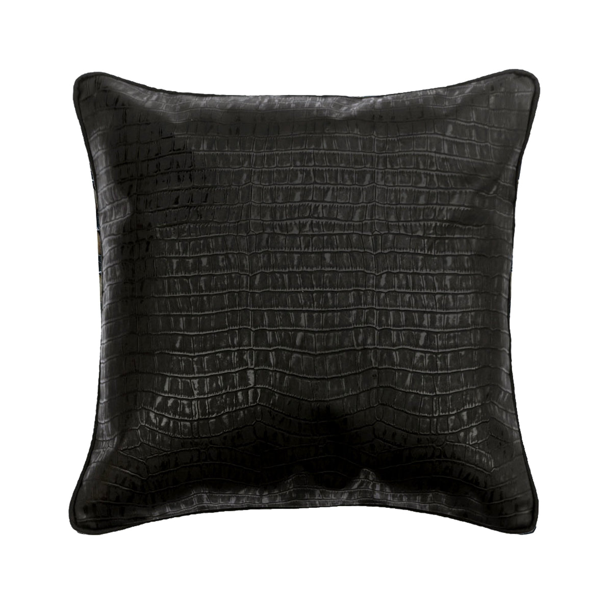 Paved Black - Black Faux Leather Decorative Euro Sham
