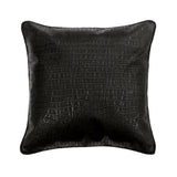Black Faux Leather Throw Pillow Cover Paved Black