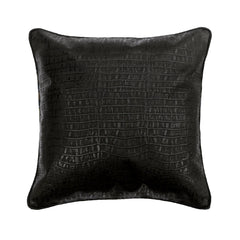 Paved Black - Black Faux Leather Decorative Euro Sham
