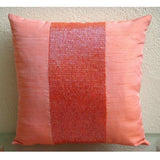 Peachy Orange - Orange Art Silk Decorative Euro Sham