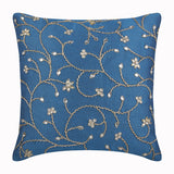 Peacock Blue Ivy Silk Decorative Euro Sham