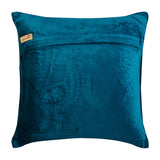 Peacock Deco - Blue Velvet Throw Pillow Cover