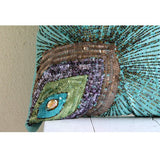 Peacock Grace - Aqua Blue Art Silk Throw Pillow Cover