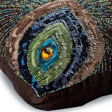 Peacock Grace - Aqua Blue Art Silk Throw Pillow Cover