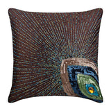 Peacock Sparkle Brown Throw Pillow Cover