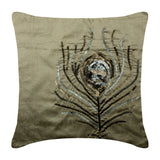 Peacock - Gray Art Silk Decorative Euro Sham