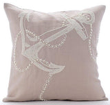 Pearl Anchor - Mocha Cotton Linen Decorative Euro Sham