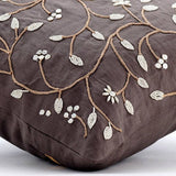 Pearl Aroma - Brown Cotton Linen Throw Pillow Cover
