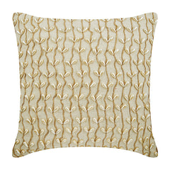 Pearl Drops Ivy - Natural Beige Cotton Linen Decorative Euro Sham