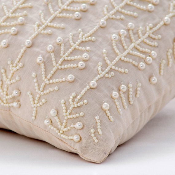 Pearl Essence - Natural Beige Cotton Linen Throw Pillow Cover