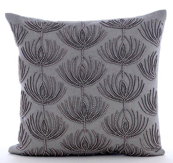 Pearl Harvest - Gray Cotton Linen Decorative Euro Sham