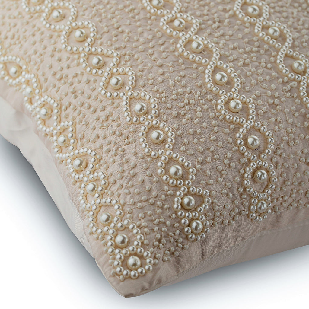 Pearl Ivy - Pearl Ivory Art Silk Throw Pillow Cover