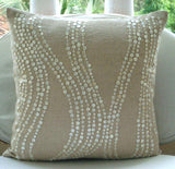 Pearl Linen Charm - Natural Beige Cotton Linen Decorative Euro Sham