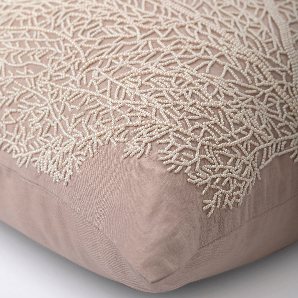 Pearl Shrub - Mocha Cotton Linen Throw Pillow Cover