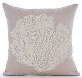 Pearl Weeds - Mocha Cotton Linen Decorative Euro Sham