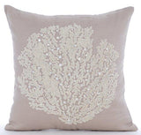 Pearl Weeds - Mocha Cotton Linen Decorative Euro Sham