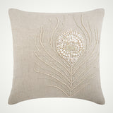 Pearly Peacock Feather Pillow Cover