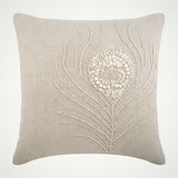 Peacock - Gray Art Silk Decorative Euro Sham