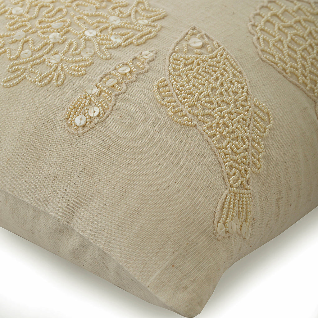 Pearly Sea Bed - Natural Beige Linen Throw Pillow Cover