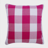 Peach Pink Plaid - Peach Buffalo Checks Throw Pillow Cover