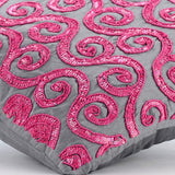 Pink Sugar Scroll - Pink Art Silk Decorative Euro Sham