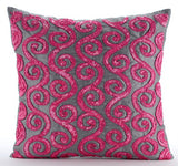 Pink Sugar Scroll - Pink Art Silk Decorative Euro Sham