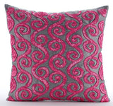 Pink Sugar Scroll - Pink Art Silk Decorative Euro Sham