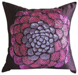 Pink Wildflower - Plum Art Silk Decorative Euro Sham