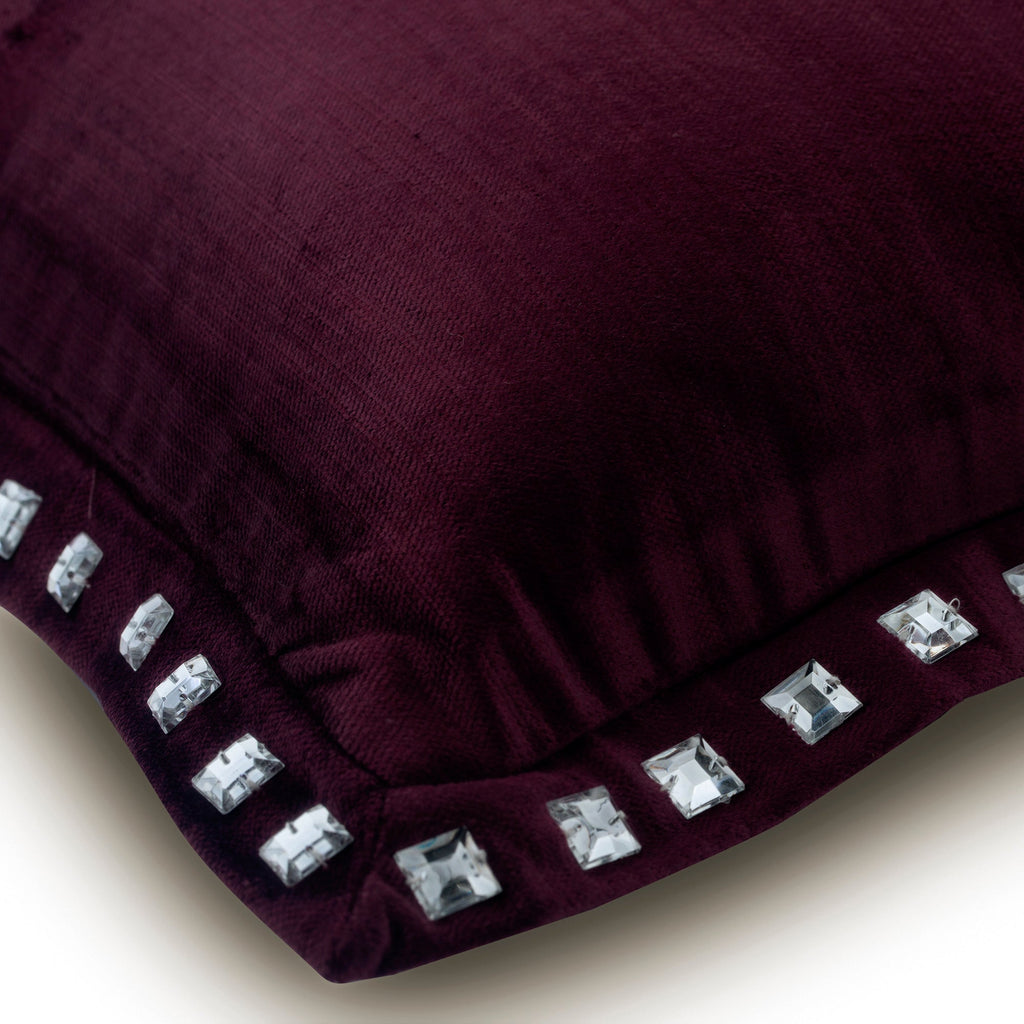 Plum Crystal Palace - Plum Velvet Throw Pillow Cover