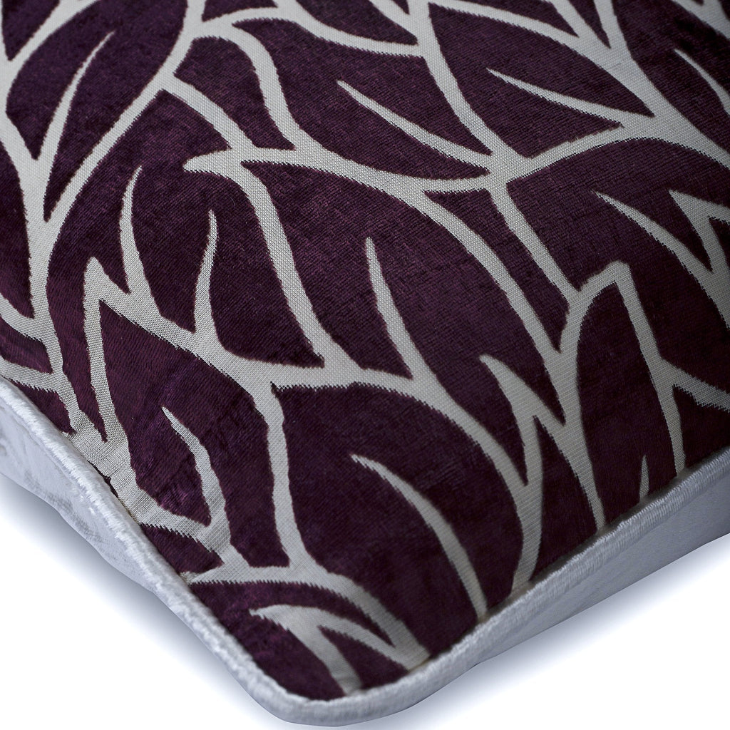 Plummy Leaves - Plum Velvet Decorative Euro Sham